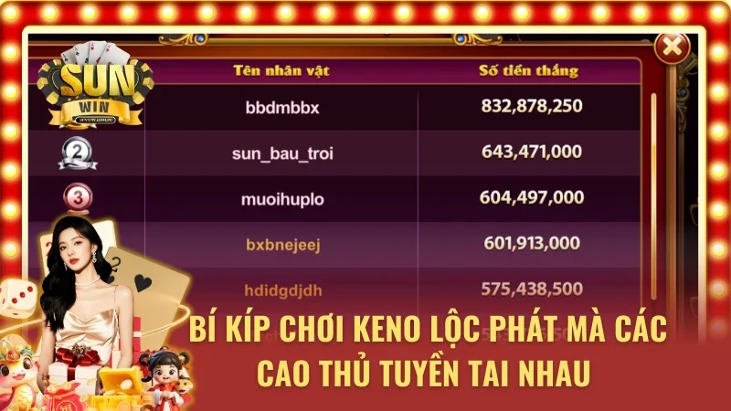 Bí quyết chơi Keno lộc phát Sunwin cực chất từ cao thủ