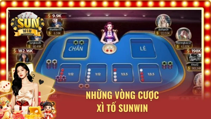 Các vòng cược trong game bài xì tố Sunwin 